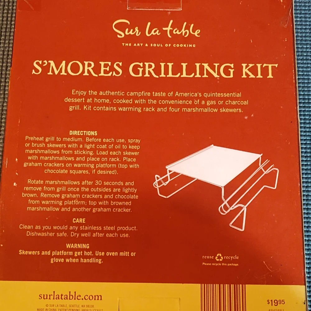 Sur La Table S'mores Grilling Kit - Red and Black